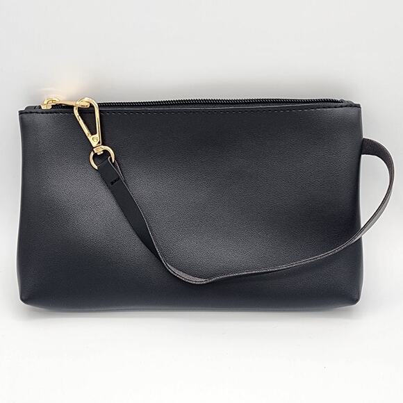 NEW Black Wristlet Zip Pouch, Vintage Floral Oval Tin Box Lauren Conrad Earrings - Picture 2 of 10